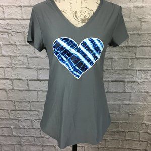 No Boundaries Grey V-Neck Tee with Heart